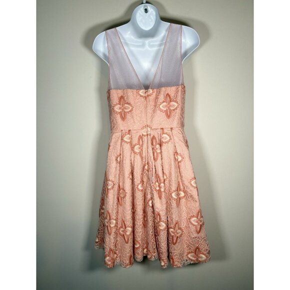 Anthropologie EVA FRANCO Pink Party Dress Lace Embroidered Romantic Size 6 - Picture 4 of 7